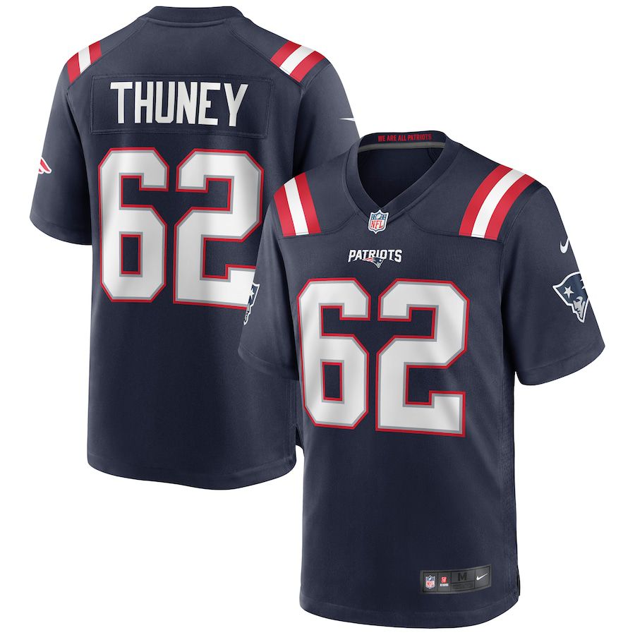 Men New England Patriots 62 Joe Thuney Nike Navy Game Player NFL Jersey